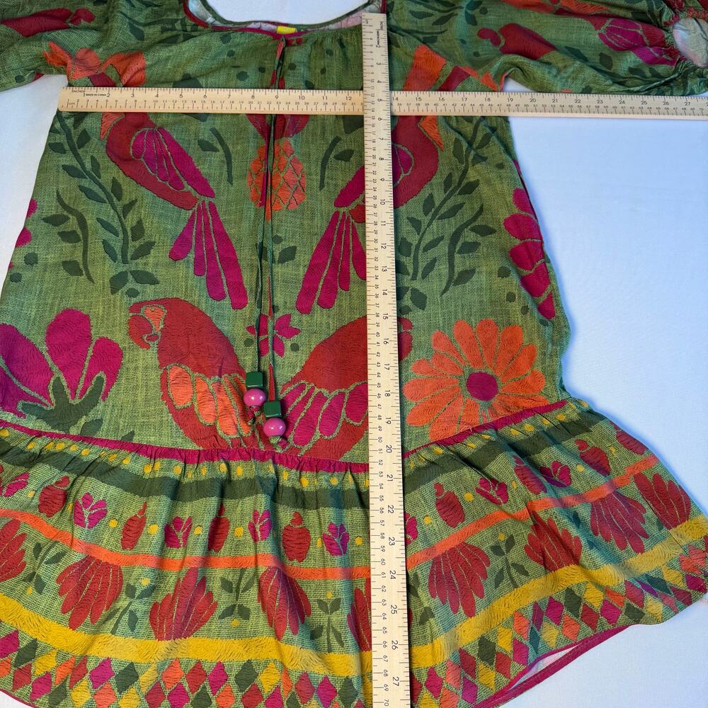 Vintage FARM Rio Dress Small Brazil Folk Floral Puff Sleeve rare pre-Anthro era - Picture 4 of 8